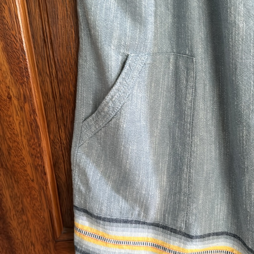 Faherty Sky Blue Mini Dress with Yellow Stripe Detail - Picture 3 of 4